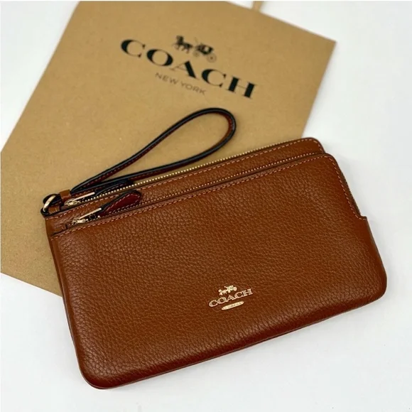 Coach Leather Double Zip Wallet Wristlet - Picture 4 of 10